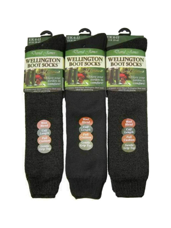 2 Pairs Pack Ladies Wool Blend Wellington Boot Socks UK 4-7