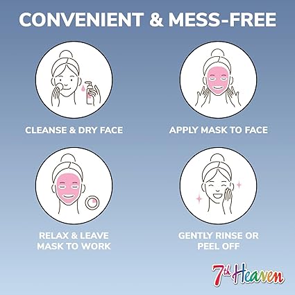 9 x Face Masks Skincare - 7th Heaven Pamper Hamper Skincare Set - 1 x Hair Masks for Dry Damaged Hair and 1 x Body Puff - Gift Set of Peel Off Face Masks & Clay Face Mask Sachets