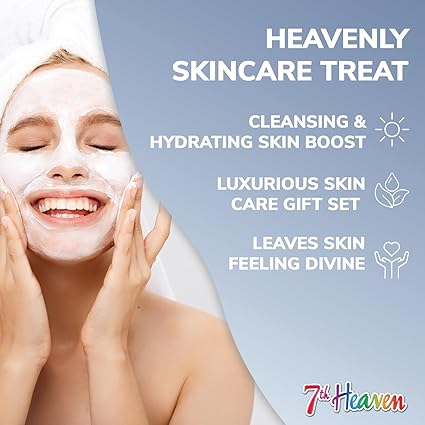 9 x Face Masks Skincare - 7th Heaven Pamper Hamper Skincare Set - 1 x Hair Masks for Dry Damaged Hair and 1 x Body Puff - Gift Set of Peel Off Face Masks & Clay Face Mask Sachets