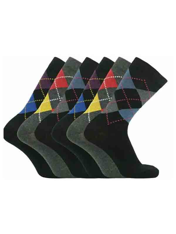 ARGYLE SOCKS MENS DIAMOND ARGYLE SOCKS MULTI COLOUR EVERYDAY SMART CA