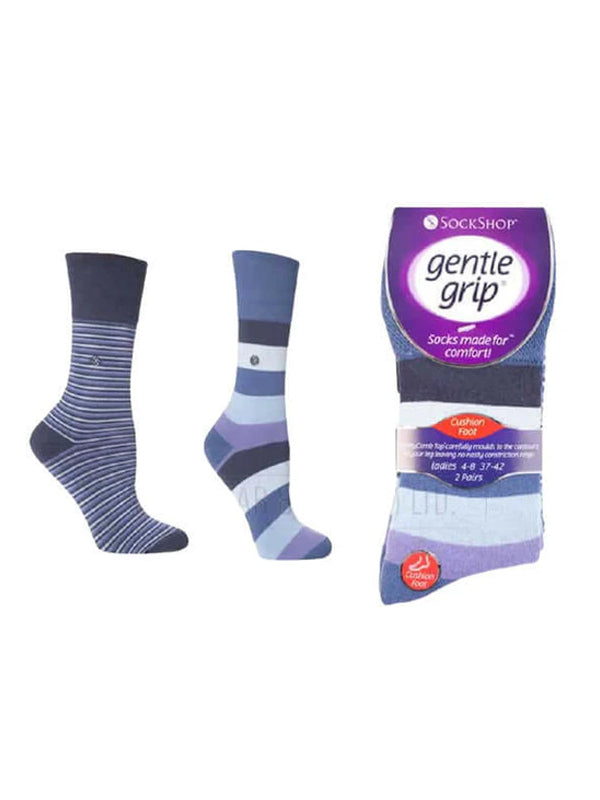 GENTLE GRIP LADIES SOCKS 12 PAIRS CUSHION FOOT SOCKS DOUBLE SOCKS INSIDE