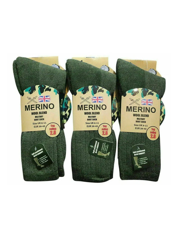 Men's Merino Wool Blend Military Work Boot thermal Winter Socks 2.8 Tog 12 Pairs