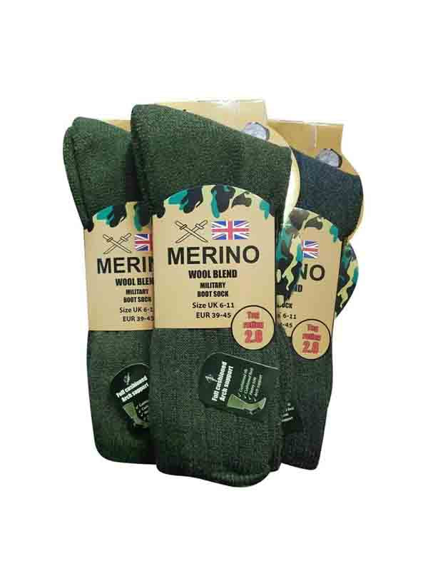 Men's Merino Wool Blend Military Work Boot thermal Winter Socks 2.8 Tog Socks 6P