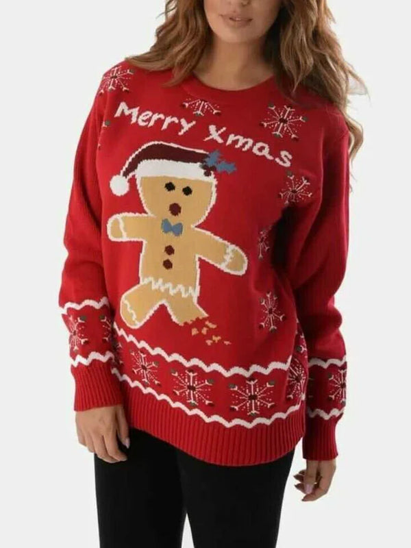 New Women's Unisex Xmas Jumper "MERRY XMAS" RED Printed Jumper Sweater Size 8-22