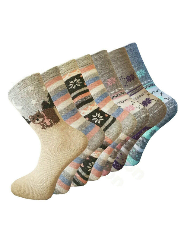 Women Ladies Thick Winter Thermal Socks Warm Wool Nordic Novelty Sock UK 4-7