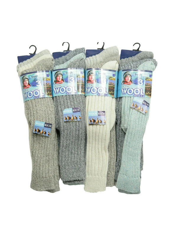 Ladies Long Socks 3 Pairs Thermal Boot Walking Hiking Thick Wool