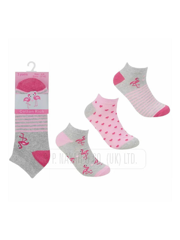 NEW LADIES COTTON RICH DESIGN TRAINER LINER SOCKS WINTER WARM SOCKS 4-8 UK