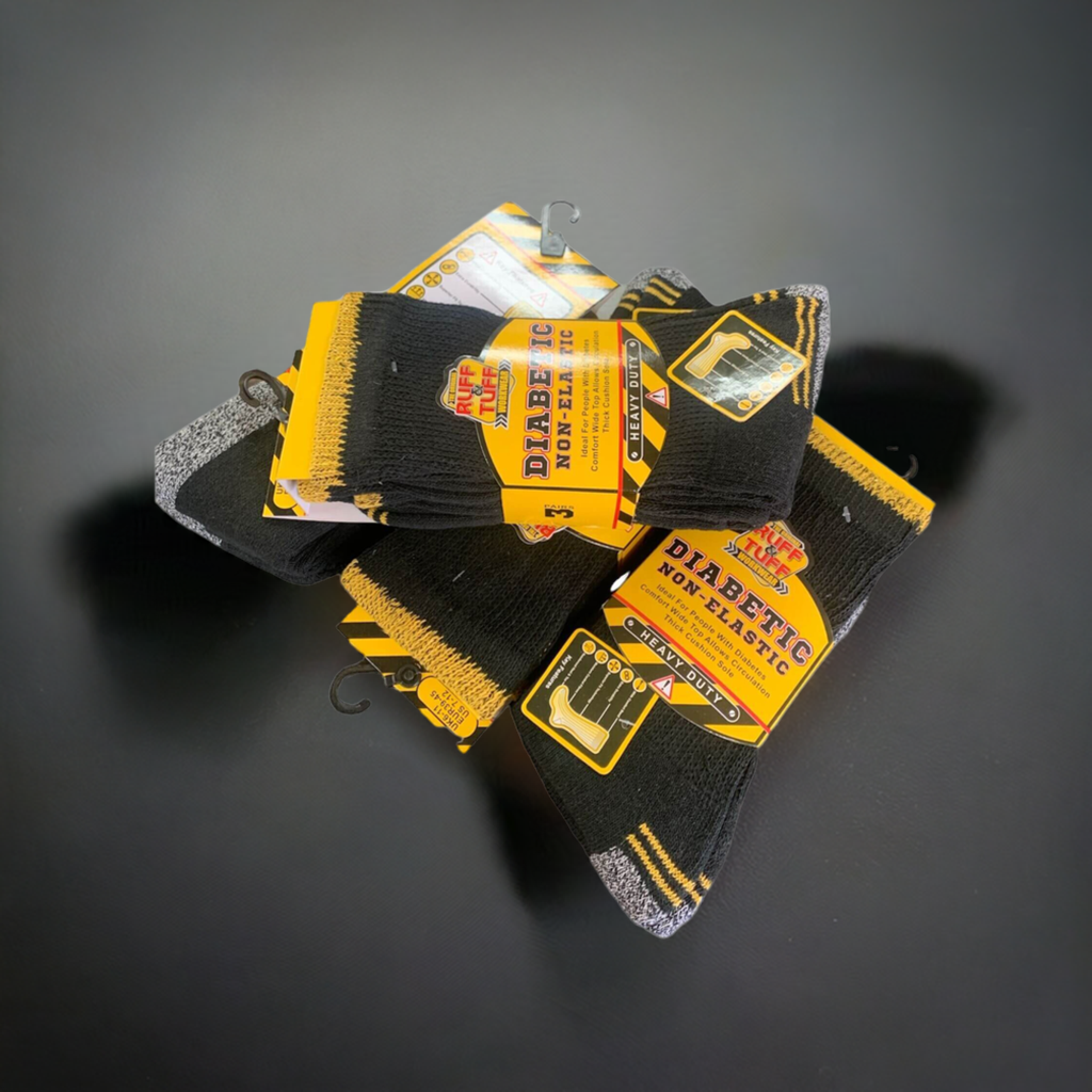 12-Pairs Men's Diabetic NON-ELASTIC Comfyfit Work Socks Wide Top 6-11 Heavy Duty