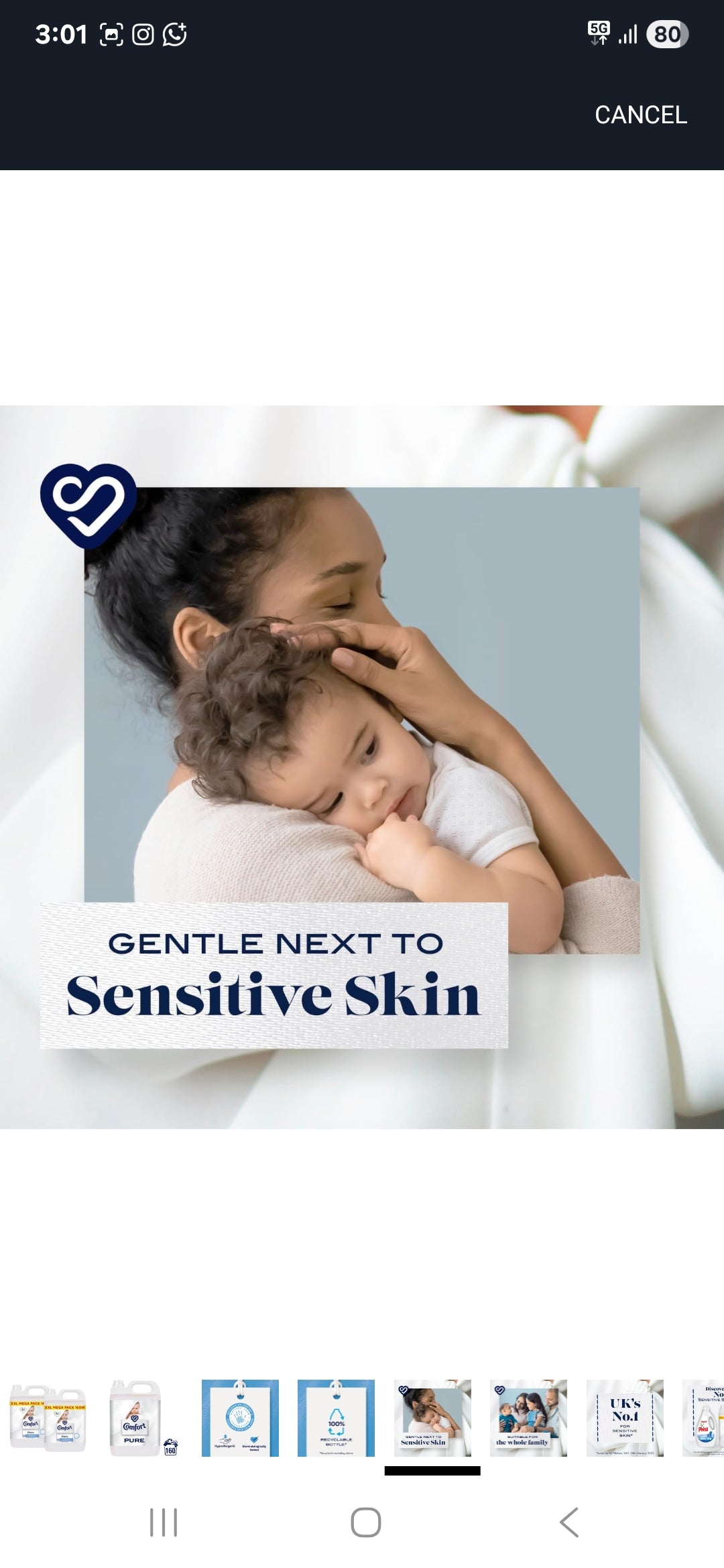 Comfort Pure Fabric Conditioner (160
Wash) 4.8L