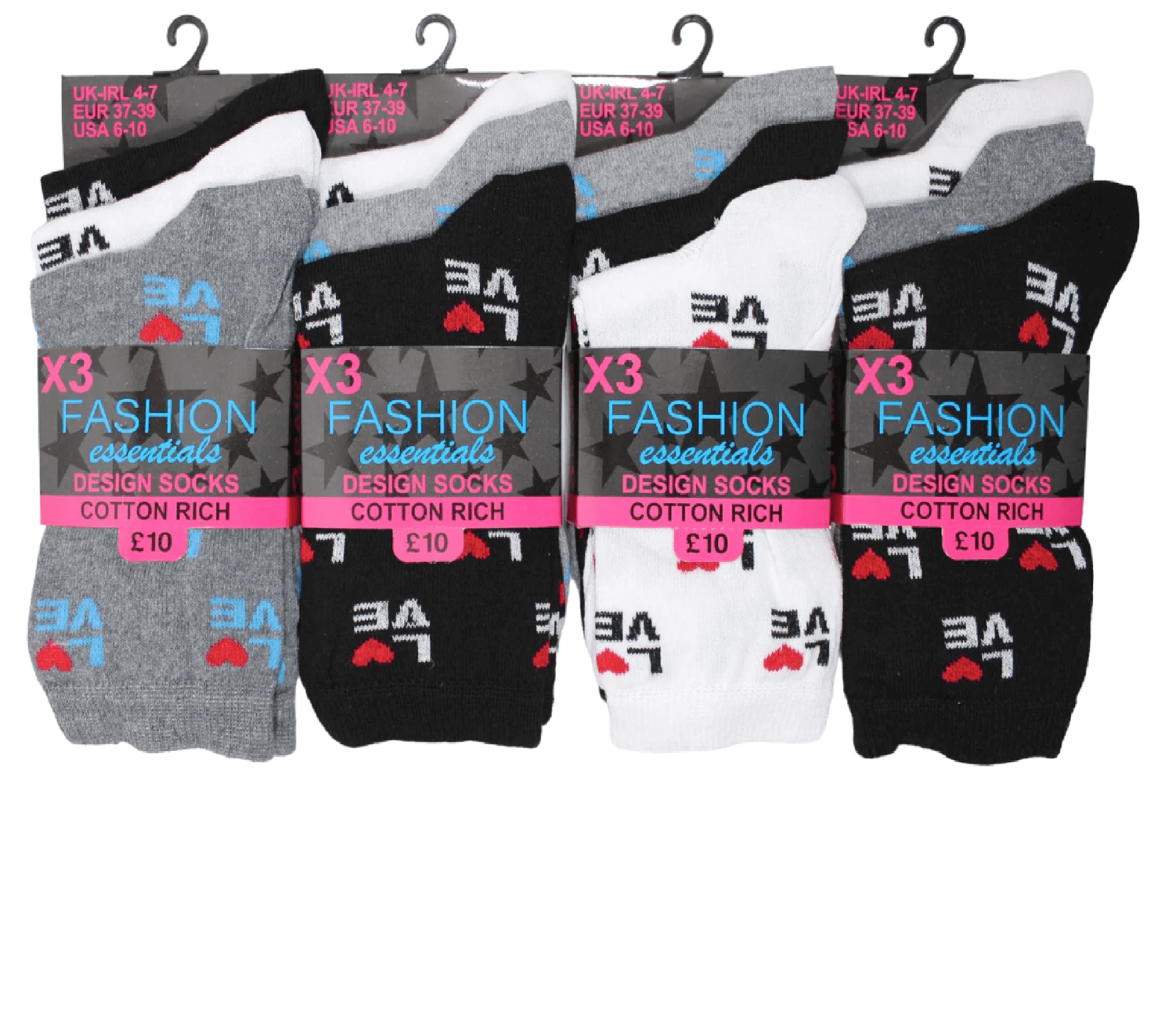 GIRLS GIFT SOCKS FUN LOVE HAPPY TRAINER SOCKS ANKLE SOCKS SIZE 4-8 UK GYM SOCKS