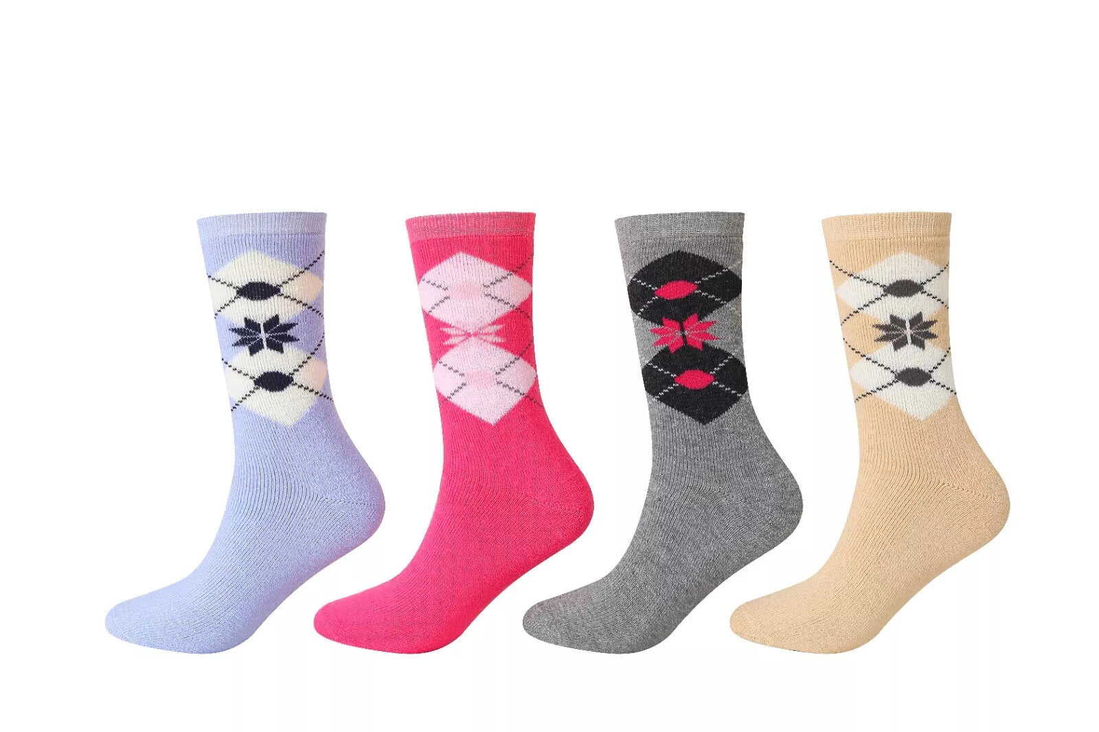 12 Pairs Of Ladies Design Thermal Socks, Thick Warm Winter Boot Socks, Size 4-7 UK
