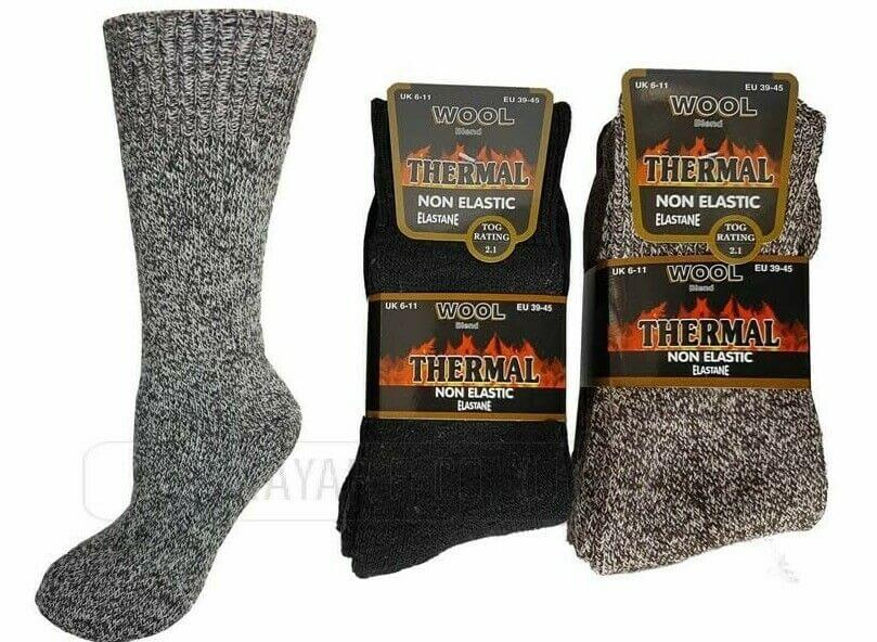 Heat Holders Socks Mens Non Elastic 2.1 Tog Thick Thermal  Lambs Wool Blend Walking Hike Socks 6-11 - Comfyfit ltd