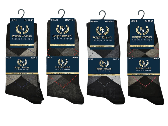 Best Socks For Men 3 Pair Pack Mens Boys Black Premium Quality Designer Socks Size 6-11 UK - Comfyfit ltd