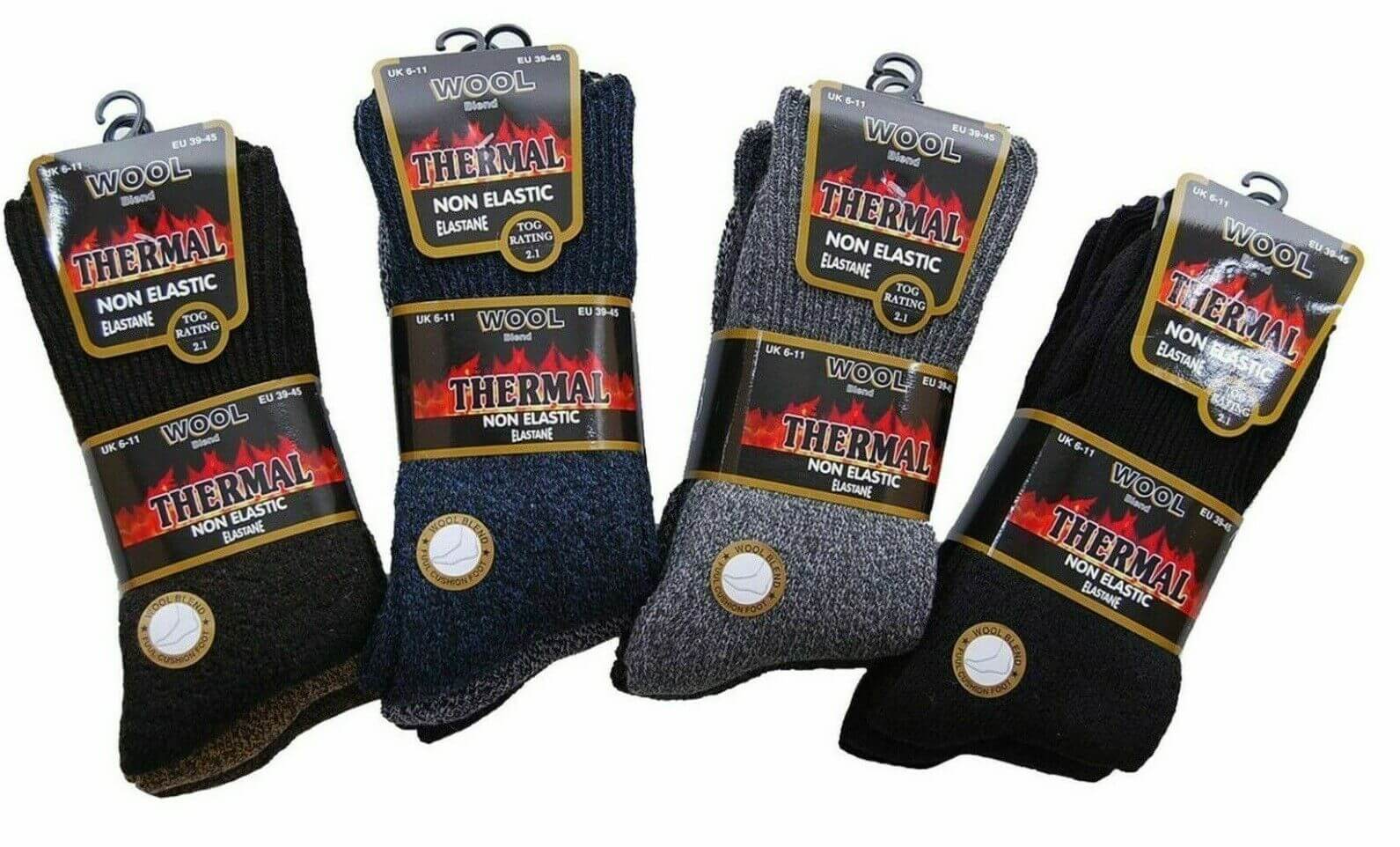 Winter Socks For Men 6 Pairs Mens Wool Non Elastic Socks Blend Thermal Size UK 6-11 EU 39-45 - Comfyfit ltd