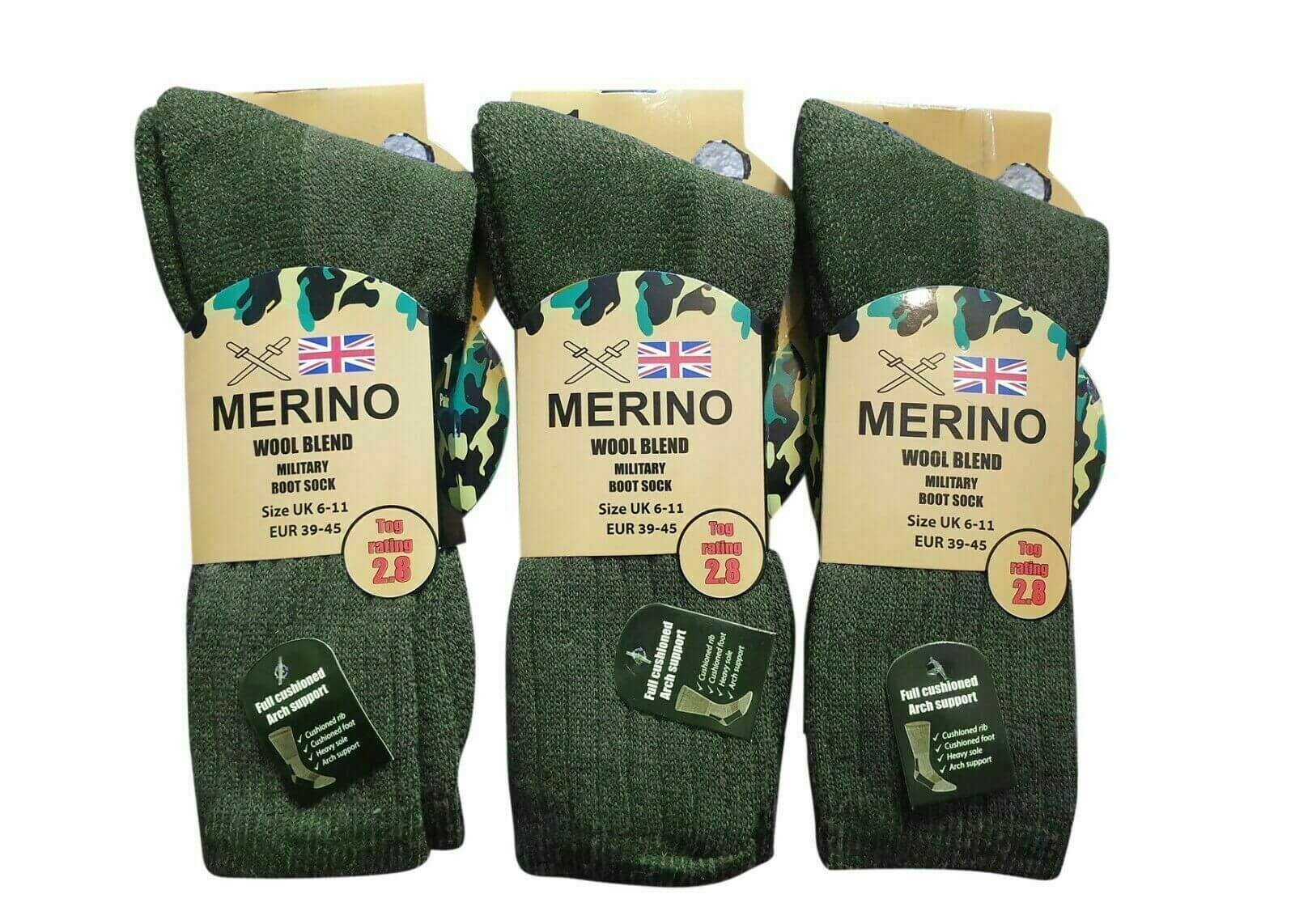 Men's Merino Wool Blend Military Work Boot thermal Winter Socks 2.8 Tog 12 Pairs