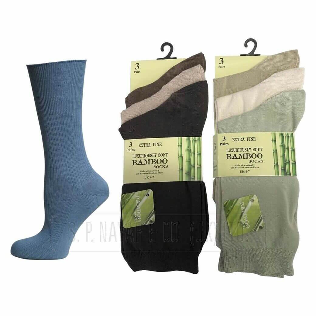 12 Assorted Colours Multipack Ladies Luxury Bamboo Super Soft Extra Fine Socks