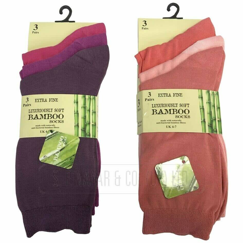 12 Assorted Colours Multipack Ladies Luxury Bamboo Super Soft Extra Fine Socks