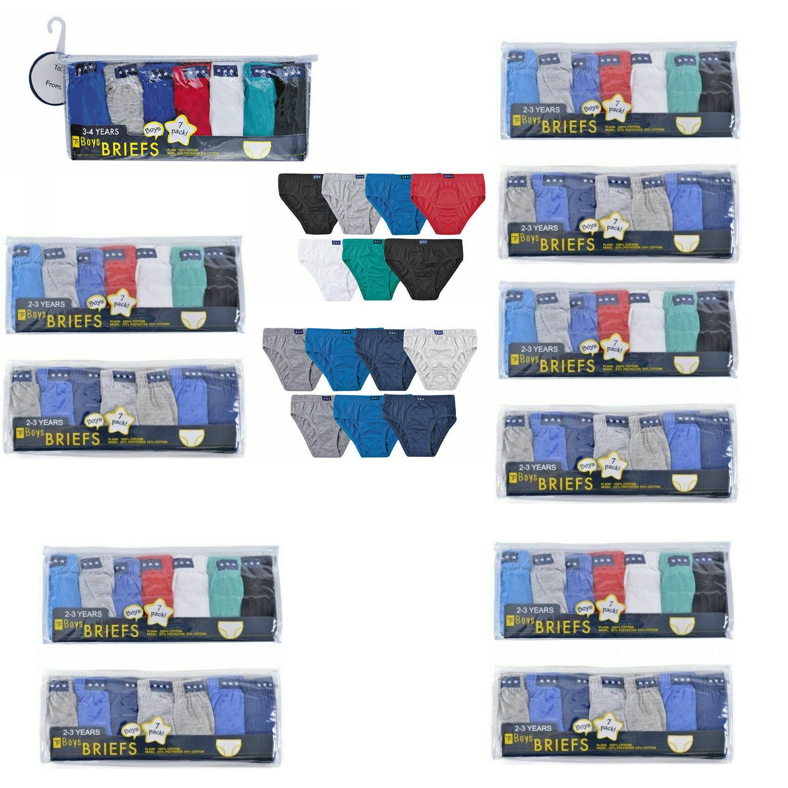 Cotton Hipster Panties Boys 100% Cotton Hipsters Slips Briefs Children's Underwear Underpants 7Pack - Comfyfit ltd