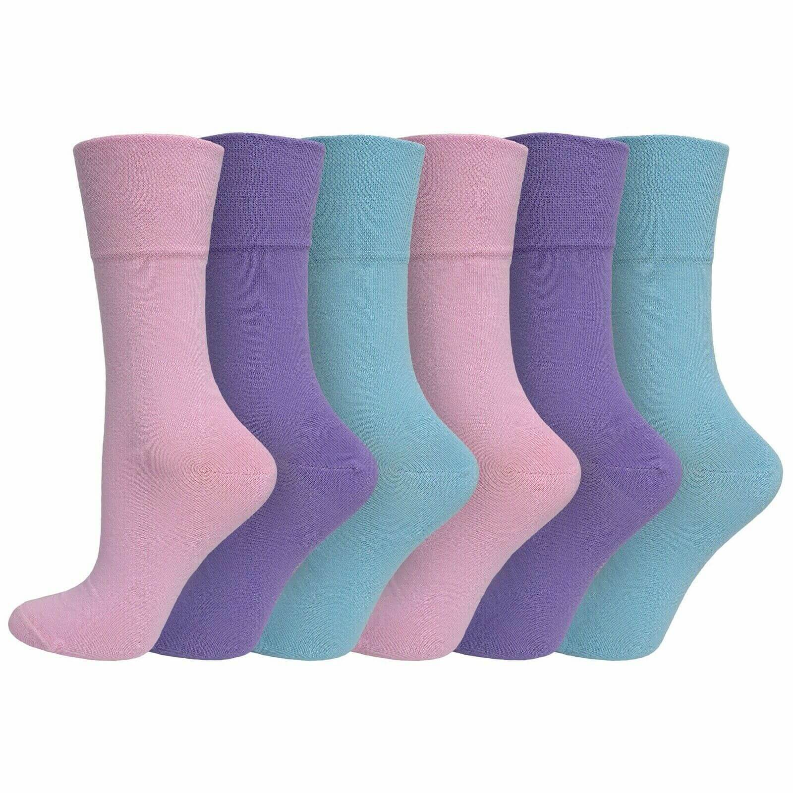 Womens Socks 3 Pairs Gentle Grip Non Elastic Diabetic Soft Cotton Socks Women Ladies ORGANIC - Comfyfit ltd