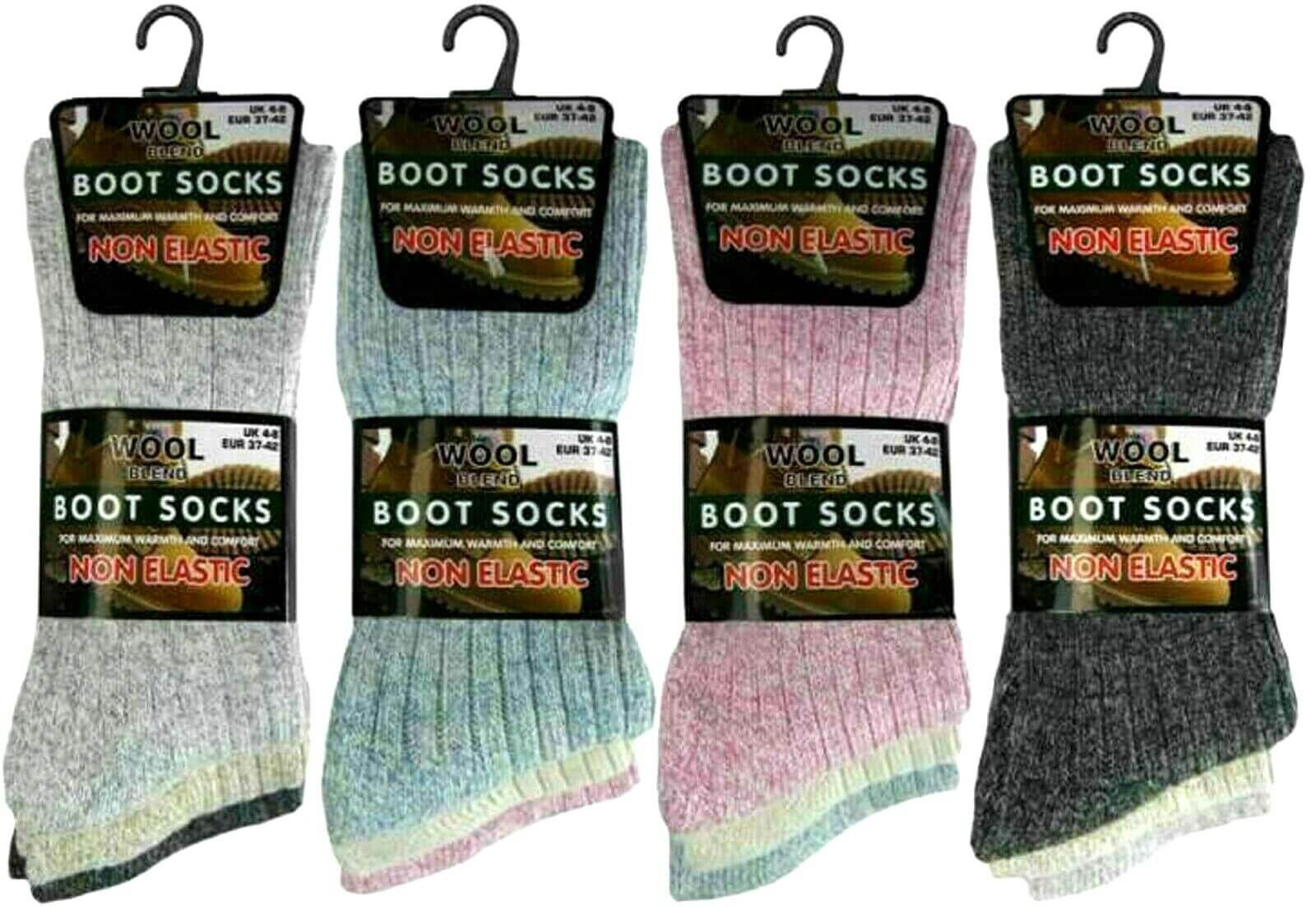 Boot Socks Women 6 Pairs Women's Thick Cushion Sole Wool Blend Boot Socks Walking Hiking Ski Sock - Comfyfit ltd