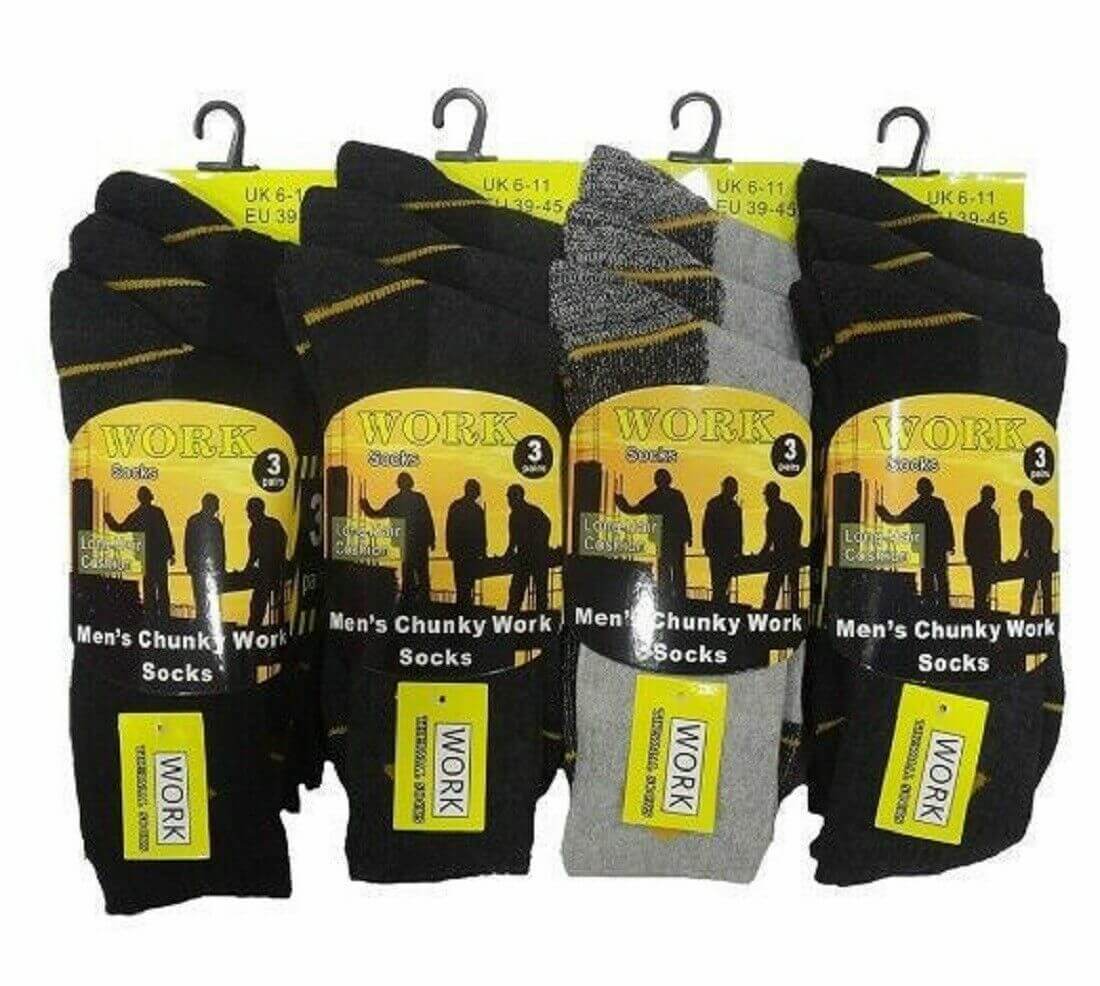 Men Work Socks  Heavy Thermal Chunky construction ideal for steel toe boots Sock