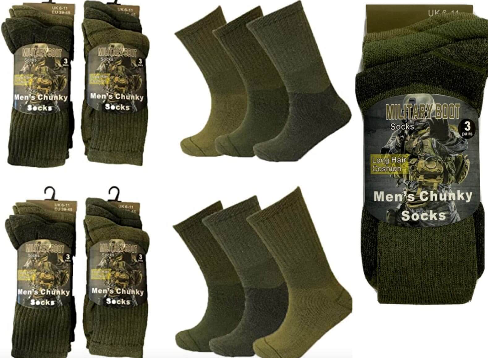Military Socks 3 Pairs Mens Army Military Combat Boots Hiking Thermal Warm Thick Socks - Comfyfit ltd