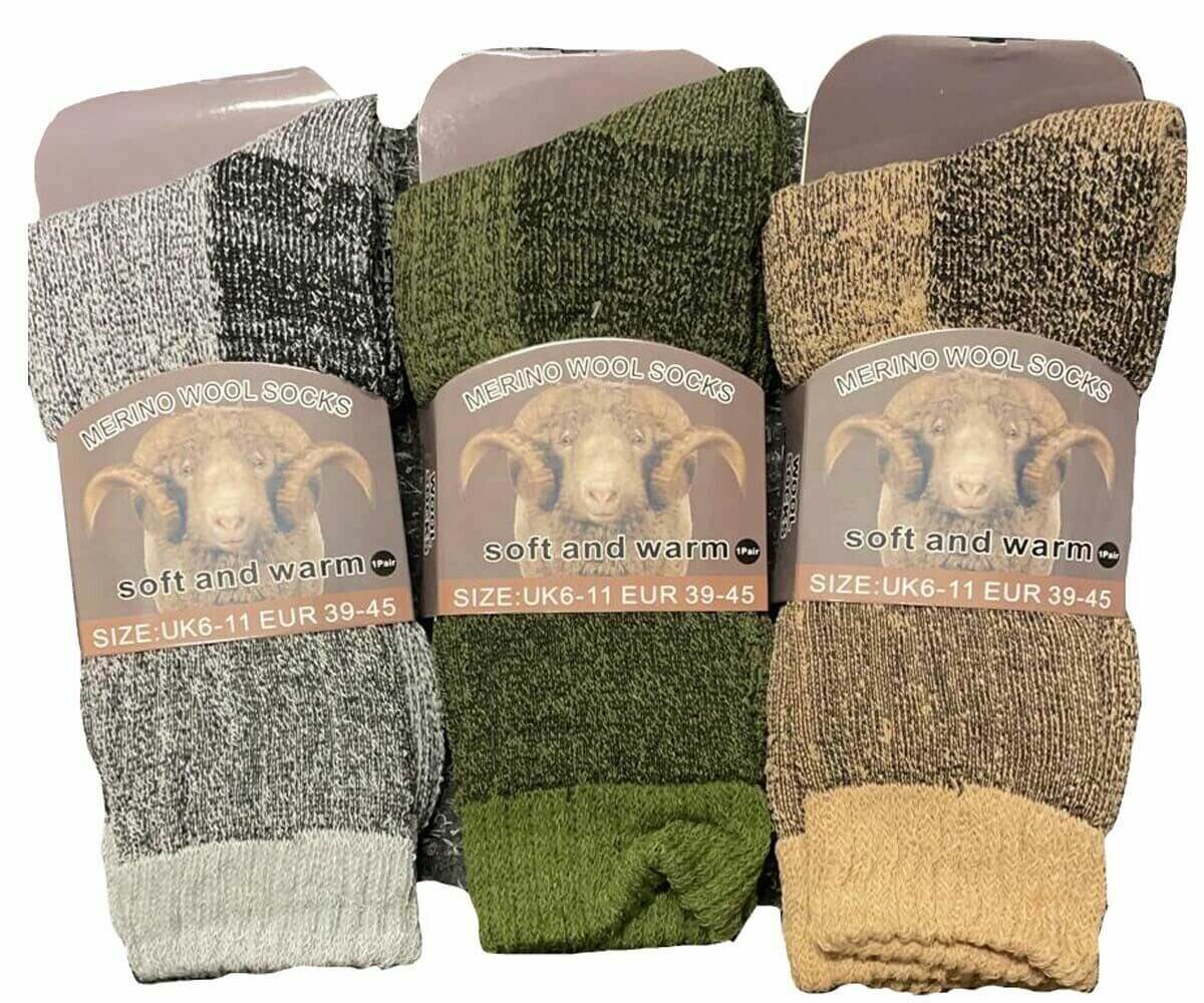 Men's Merino Wool Socks Outdoor Walking Work Boot thermal Socks soft wear 3PAIRS - Comfyfit ltd