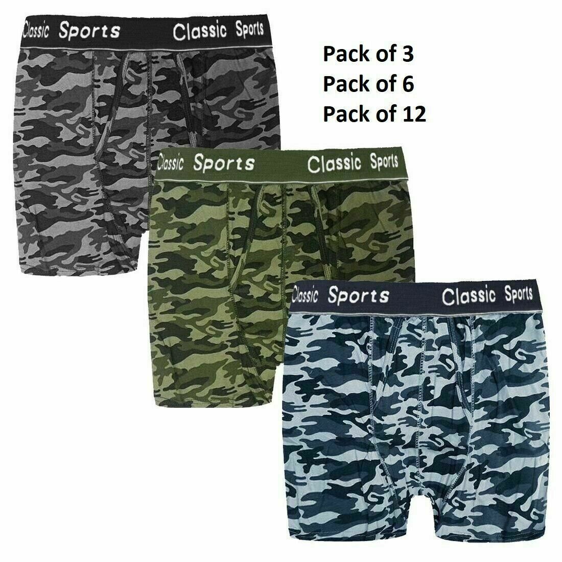BEST BOXERS FOR MEN SHORTS CLASSIC SPORTS CAMOUFLAGE UNDERWEAR ARMY COTTON RICH BREIFS - Comfyfit ltd