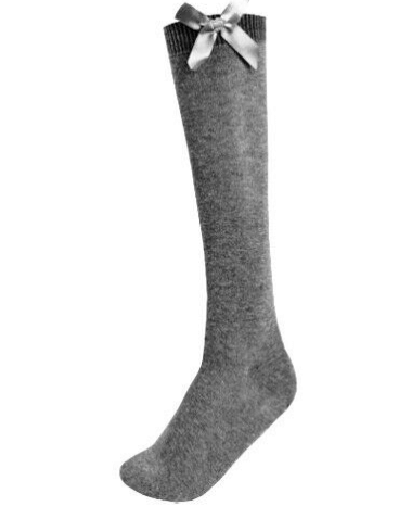 GIRLS KNEE HIGH COTTON RIBBON BOW LYCRA SOCK WITH MATCHING BOW LONG SCHOOL SOCKS
