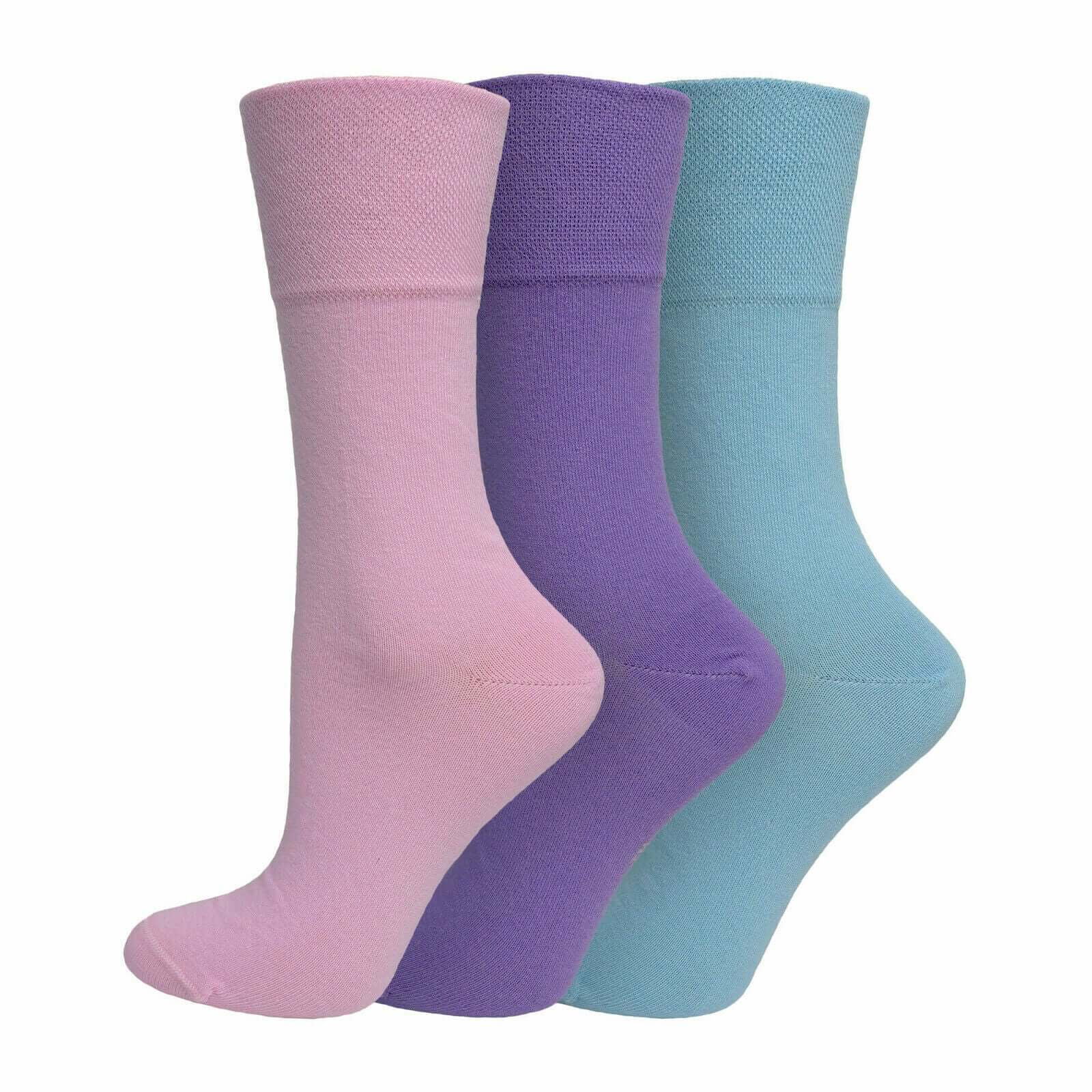 Womens Socks non elastic socks Ladies ORGANIC Cotton Gentle Cuff Eazy Grip Diabetic - Comfyfit ltd