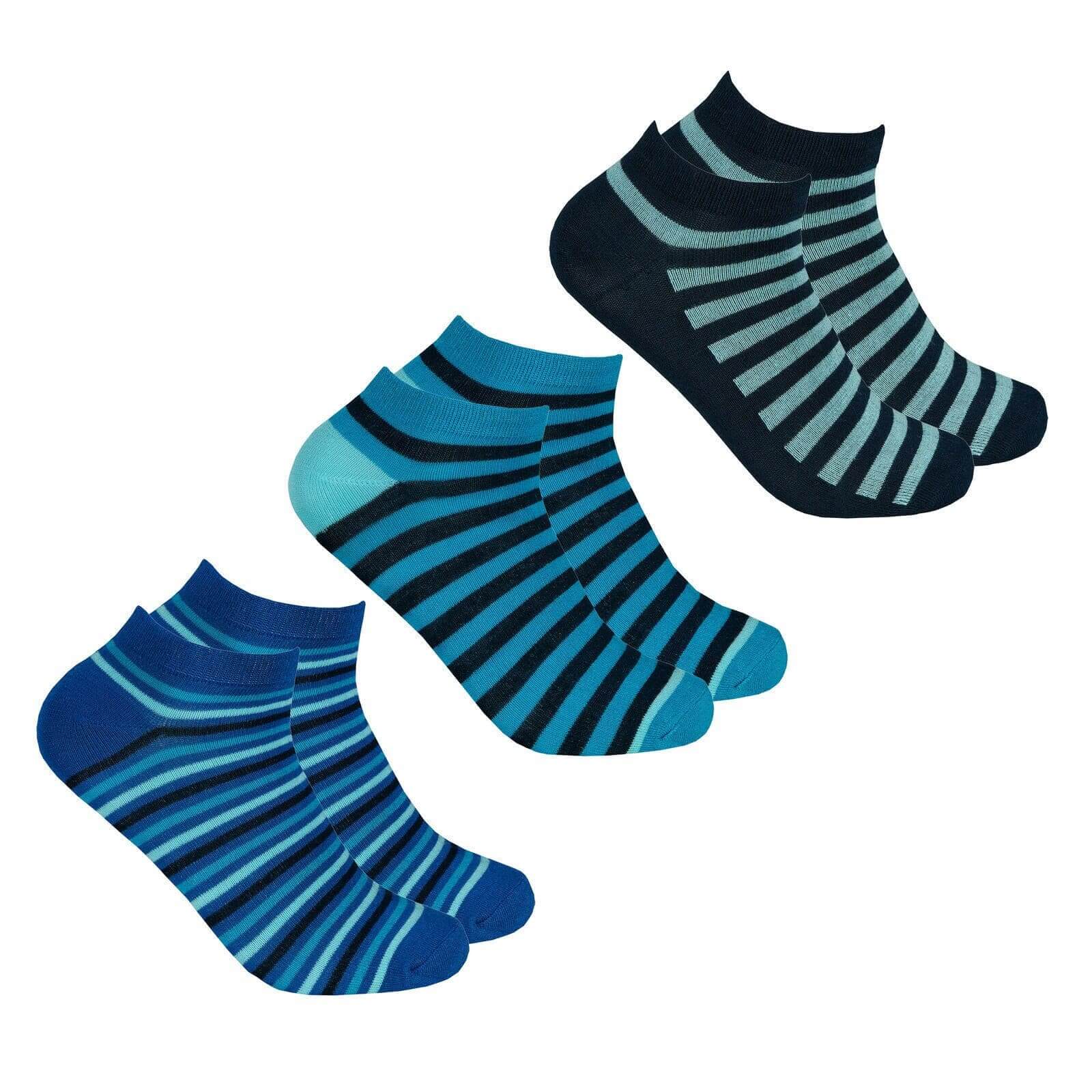 6 PAIRS LADIES BAMBOO TRAINER LINER STRIPE DESIGN SOCKS WOMEN TRAINERS SOCKS