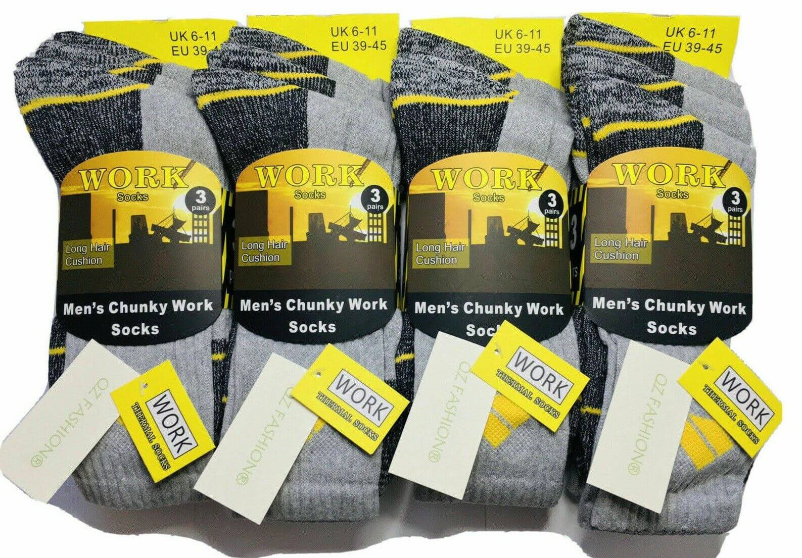 Heavy Duty Work Socks 6 Pairs Mens Chunky Work Boot Warm Winter Thick Heavy Duty Socks Steel Heel &Toe - Comfyfit ltd