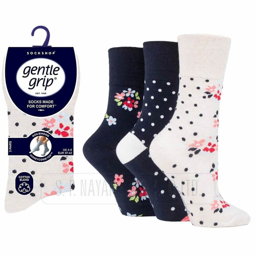 LADIES GENTLE GRIP 6 PAIR NON ELASTIC SOCKS DIABETIC SOFT COTTON  WINTER WARM