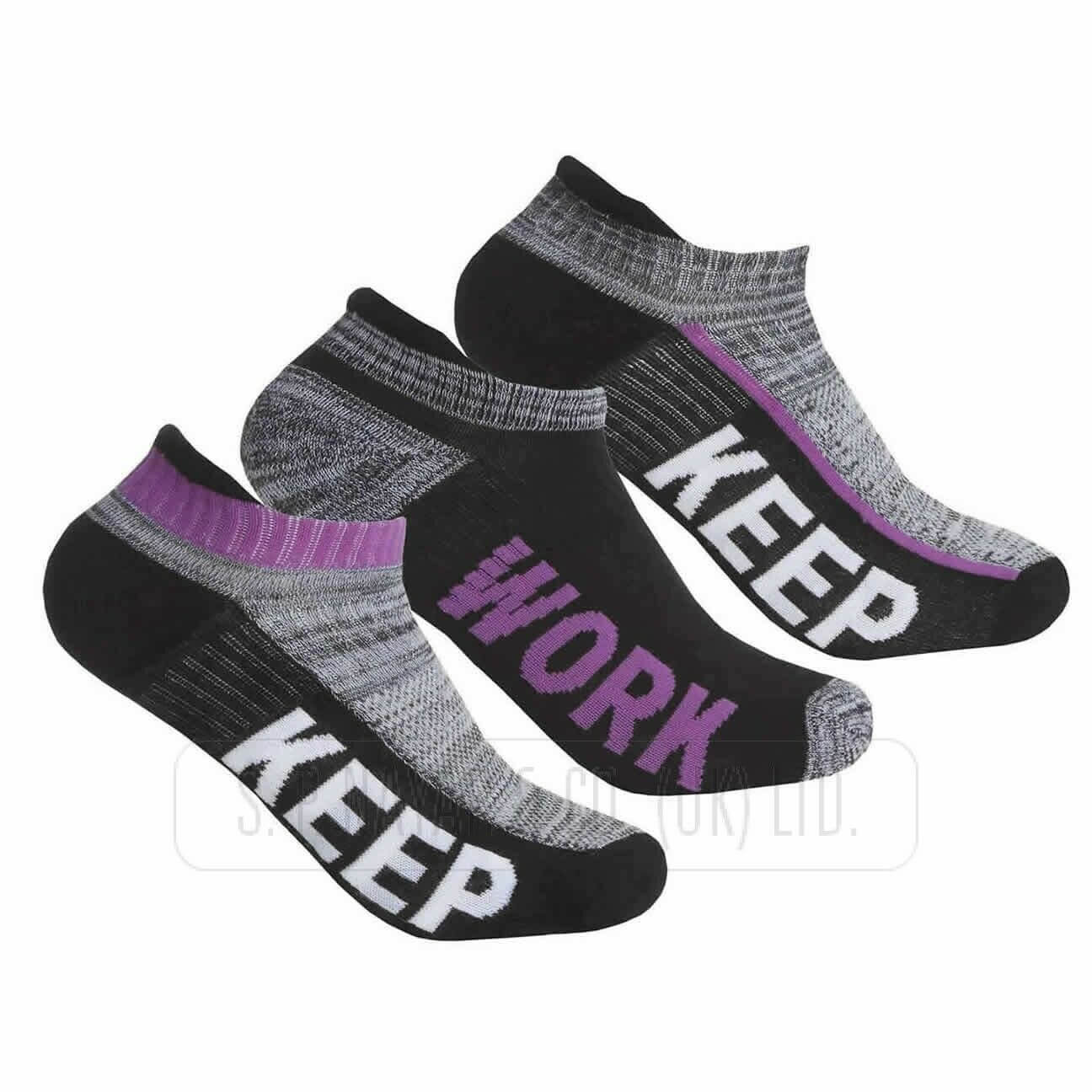 NEW LADIES 6 PAIR PACK WOVEN MESH KEEP UP SPACE DYED TRAINER SOCKS 4-8 UK