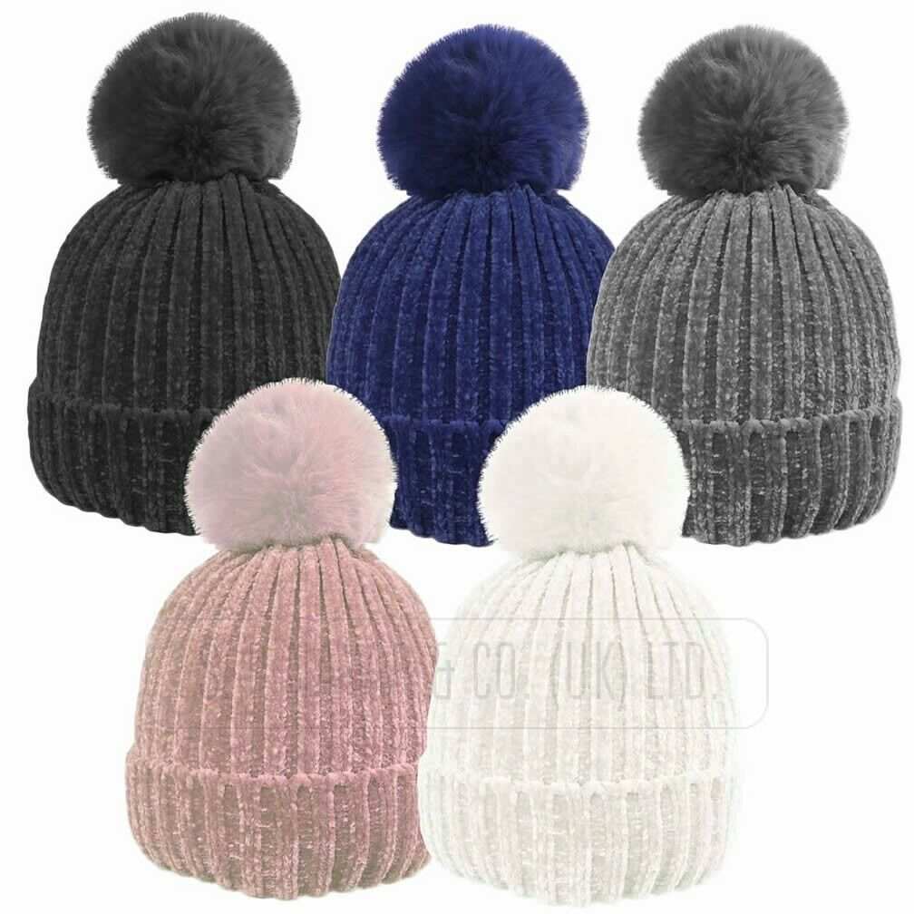 Hats For Women FINE RIB CHENNILE INSULATION HAT WITH SOFT FUR DETACH - Comfyfit ltd