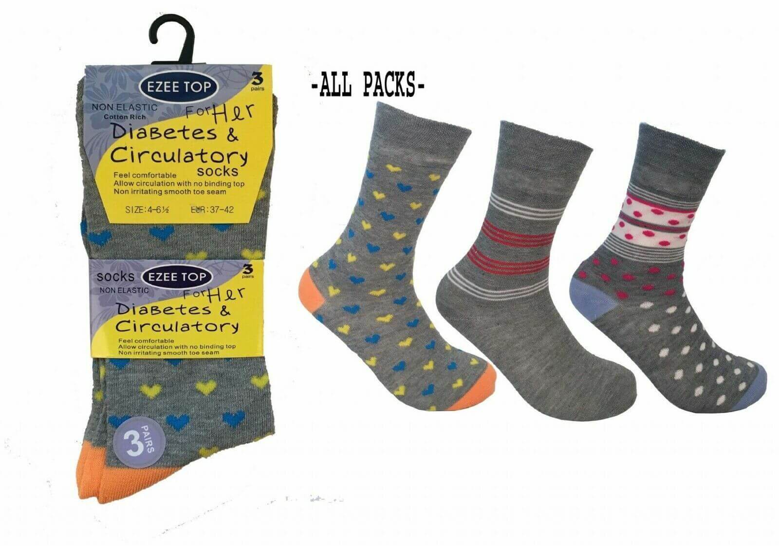 Womens Socks non elastic socks Ladies ORGANIC Cotton Gentle Cuff Eazy Grip Diabetic - Comfyfit ltd