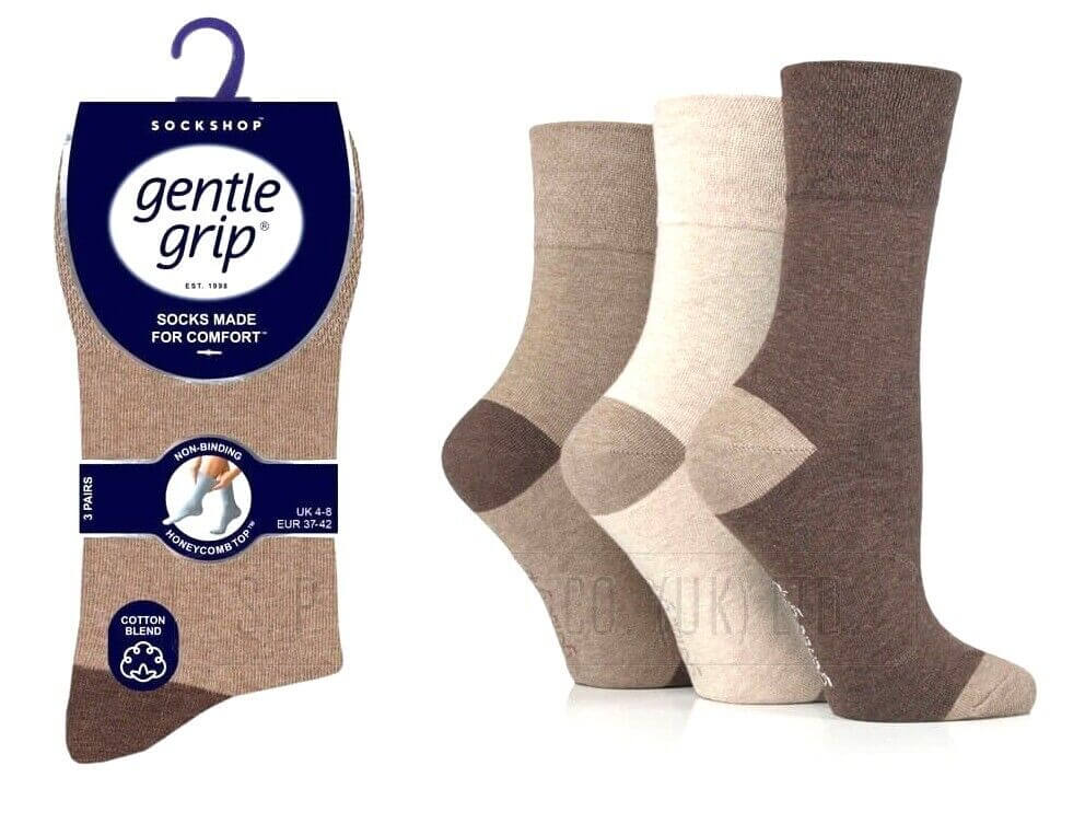 Gentle Grip Ladies Socks 12 Pairs Of Ladies Comfortable Digital Dots Gentle Grip Cotton Socks Size 4-8 UK - Comfyfit ltd