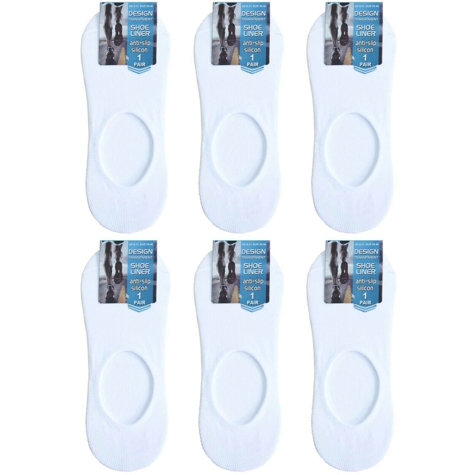 Invisible Socks Mens Womens Trainer No Show Shoe Liner Anti Slip Footsies 6 Pair