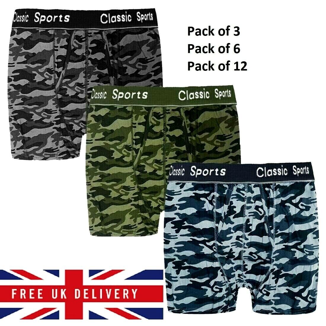 BEST BOXERS FOR MEN SHORTS CLASSIC SPORTS CAMOUFLAGE UNDERWEAR ARMY COTTON RICH BREIFS - Comfyfit ltd