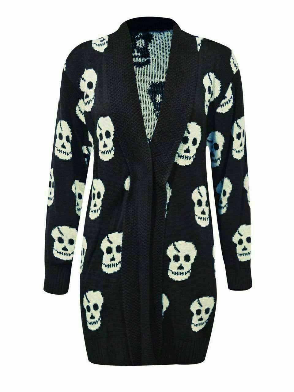 Womens Jumpers  women's Knitted Skull Cardigan Jumper Cardigan Winter Halloween Lot - Comfyfit ltd