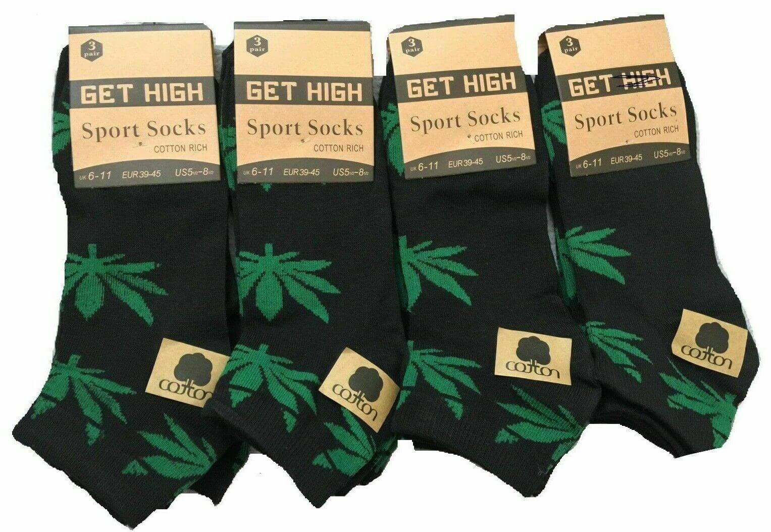 Cotton Socks For Men 6 Pairs Mens Trainer Socks Ganj Weed Leaf Print Cannabis Rich Cotton socks - Comfyfit ltd