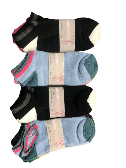 New Ladies Trainer Socks Women's Funky Designs 3 Pairs  Girls Liner Sports 4-7