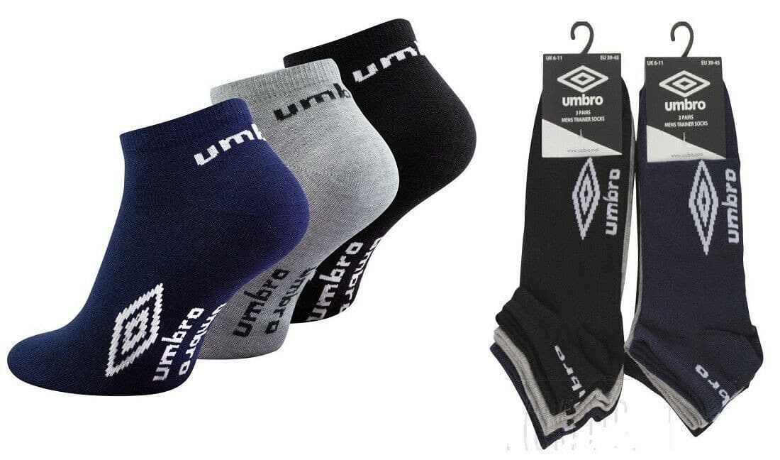12 Pairs Mens Umbro Official Trainer Liner Sports Ankle Socks Cotton Rich Adults