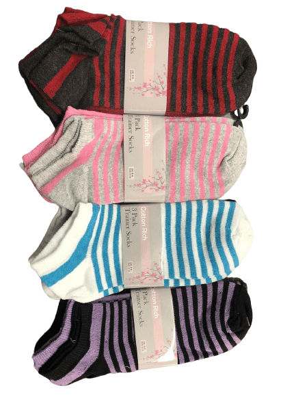 New Ladies Trainer Socks Women's Funky Designs 3 Pairs  Girls Liner Sports 4-7