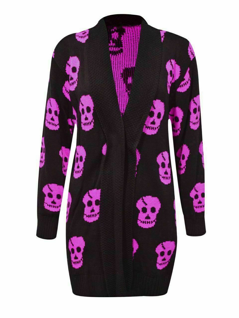 Womens Jumpers women's Knitted Skull Cardigan Jumper Cardigan Winter Halloween Lot - Comfyfit ltd