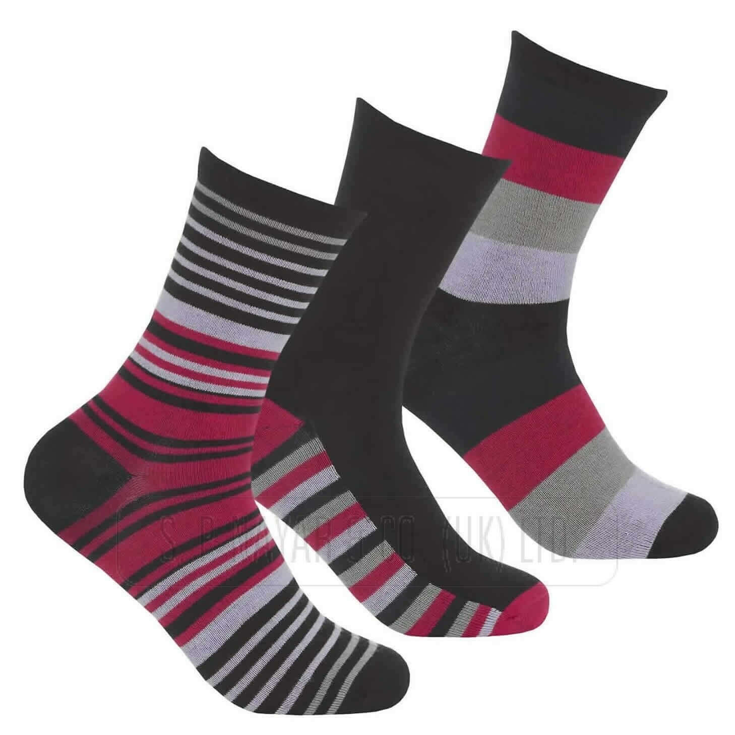 12 pairs ladies bamboo Stripe style Socks Size 4-8 Uk Non elastic women's Socks