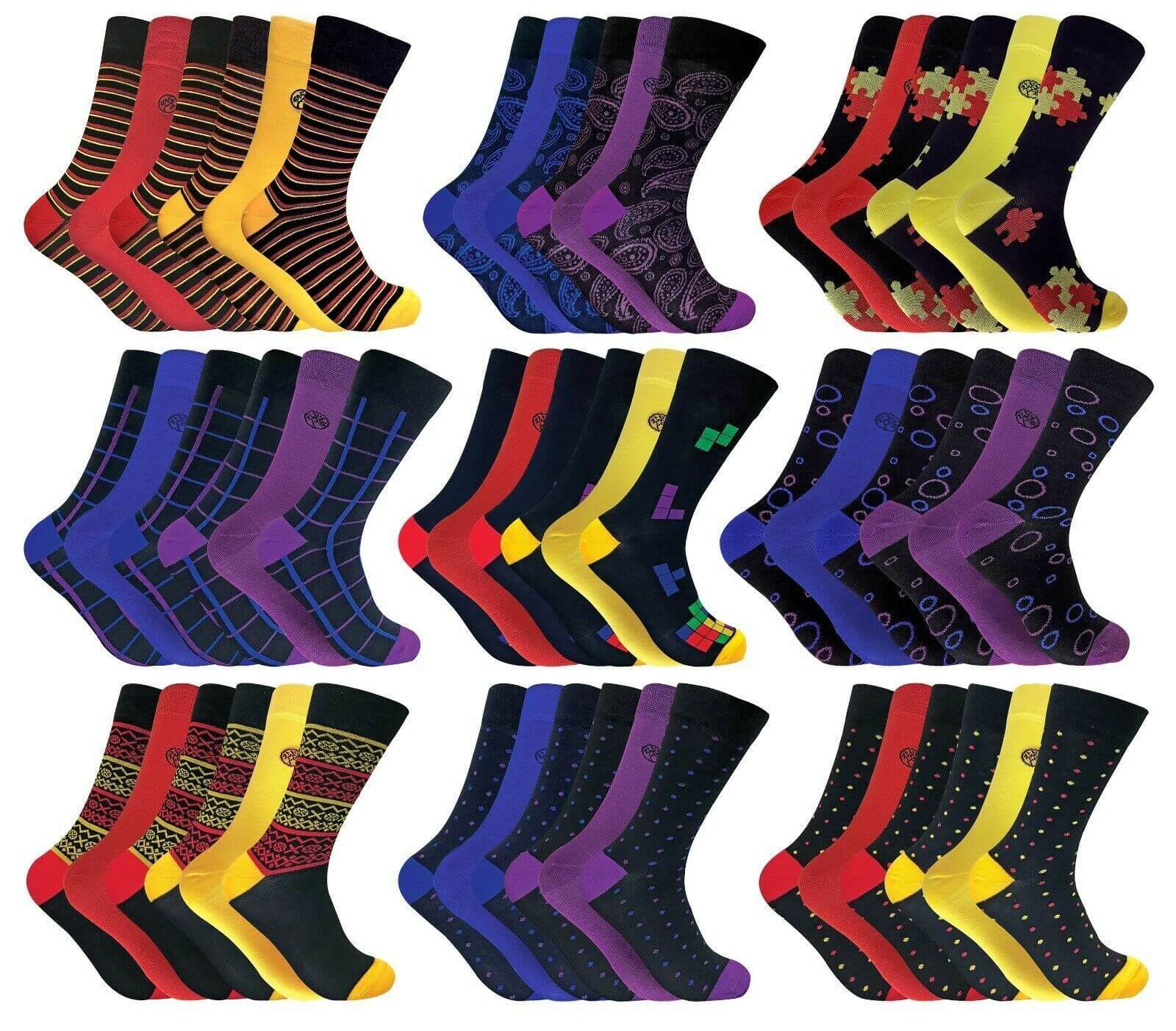 Bamboo Socks For Men 12 Pairs Alexander Green Luxury Stripes Pattern Size UK 7-11 - Comfyfit ltd