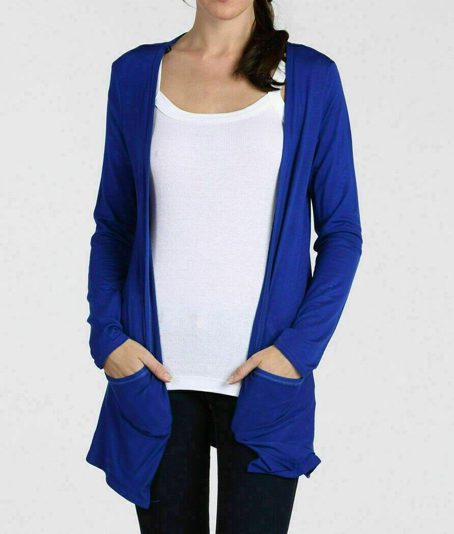 New Women's Long Sleeves Boyfriend Cardigans Top With Open Pockets Size 24-26 UK