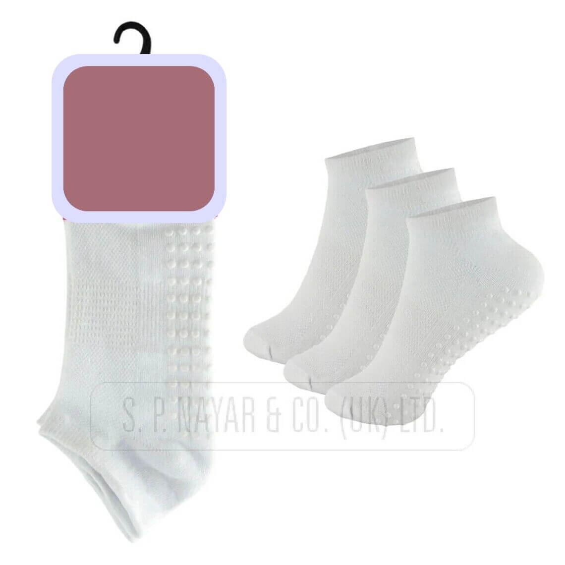 NEW Ladie Plain Trainer Socks Size 6-11 3 Pairs Soft Non Slip Gripper Sole Socks