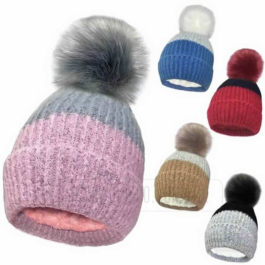 Hats For Women FINE RIB CHENNILE INSULATION HAT WITH SOFT FUR DETACH - Comfyfit ltd